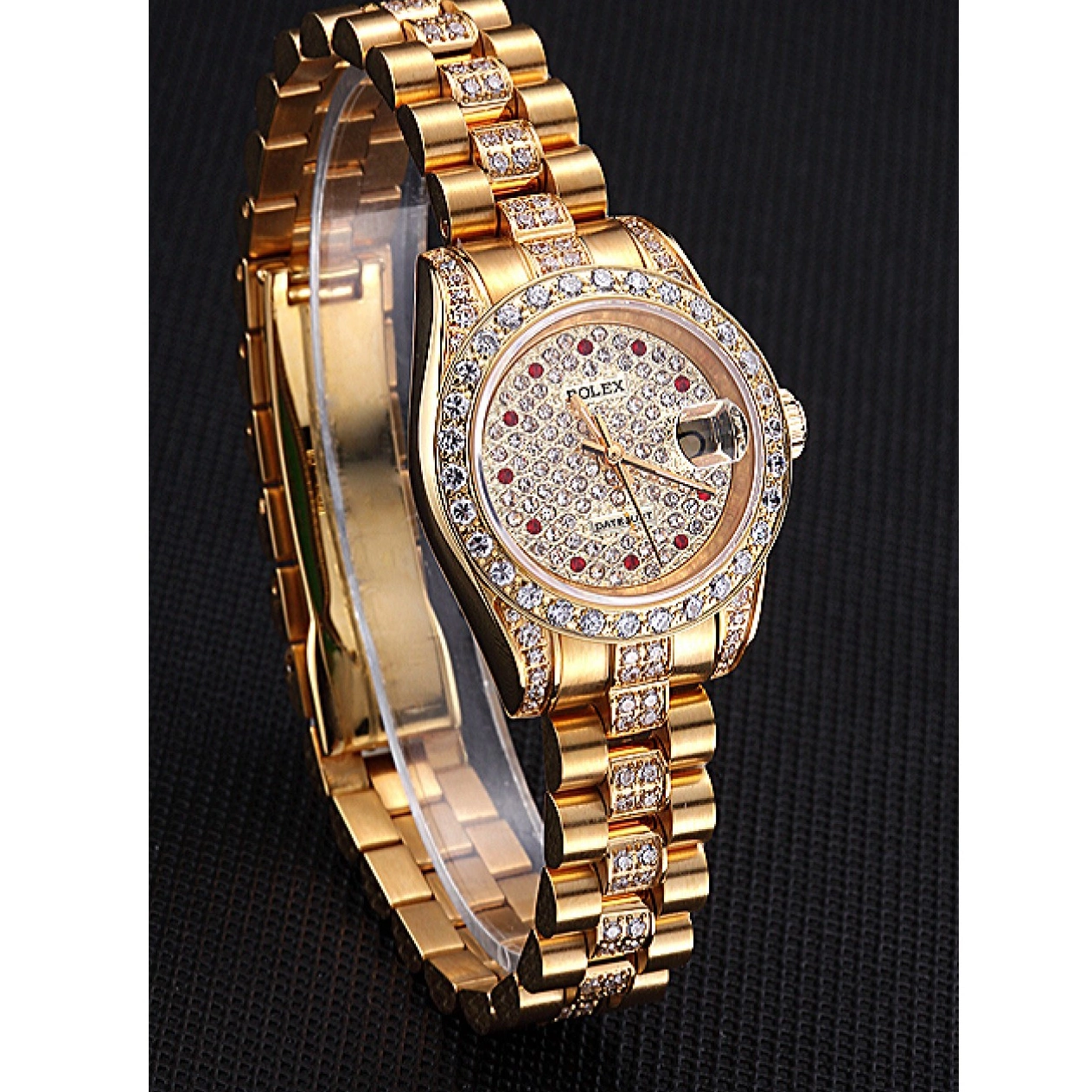 AAA replica watch Swiss Diamond Rolex Dial 622023 Gold DateJust 0606